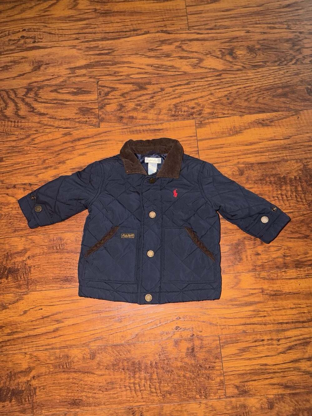 Polo Ralph Lauren Barn Jacket Size 9 Months Navy Quilted Corduroy Collar